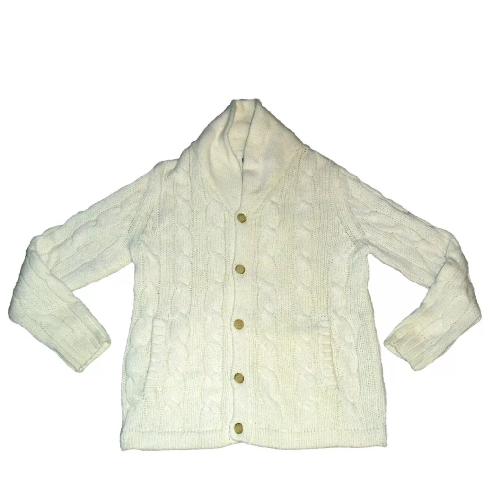 Express Design Studio $95 Mens Off White Button Down Collared Sweater sz. XL New